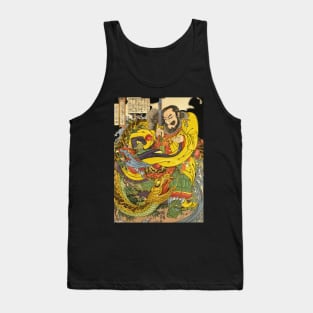 Samurai Warrior With Dragon - Antique Japanese Ukiyo-e Woodblock Tank Top